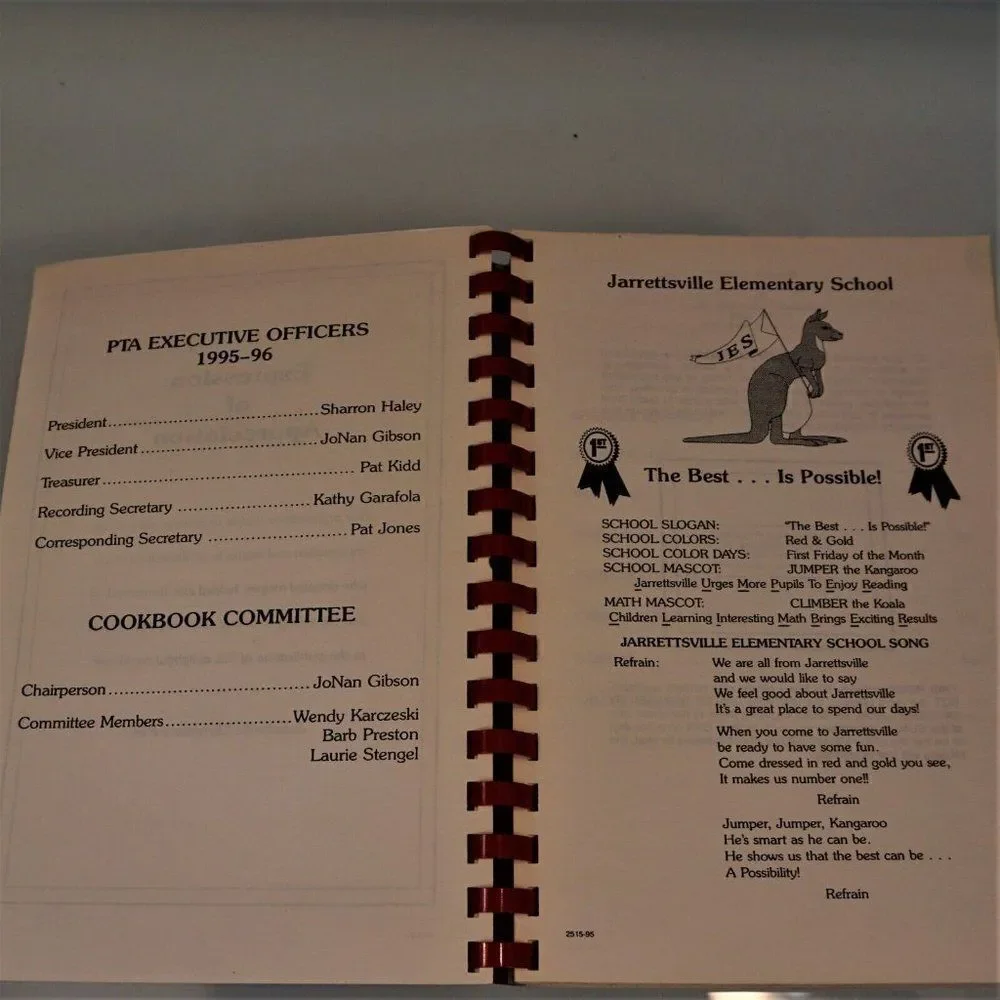 Vintage 1995 PTA Cookbook Jarrettsville Elementary School The Best Is Possible